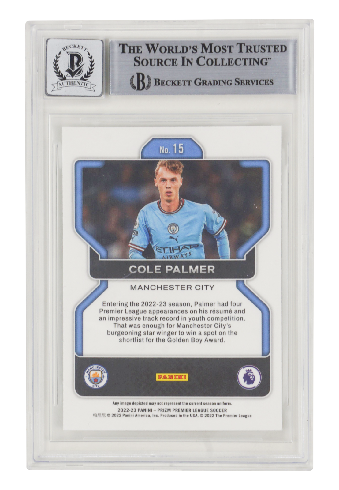 Cole Palmer Signed 2022-23 Panini Prizm EPL #15 - BGS 10 Autograph